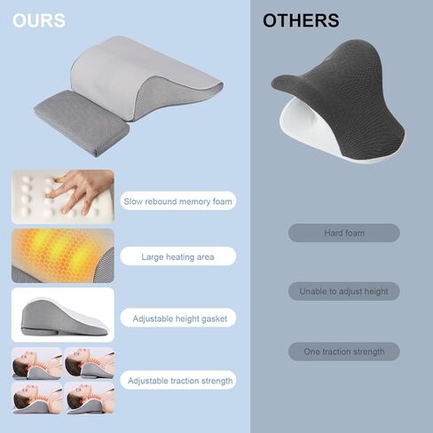 نقالة الرقبة الساخنة من Liipoo مع غطاء وسادة العلاج المغناطيسي، وسائد استرخاء للرقبة والكتف، جهاز جر عنق الرحم لتخفيف صداع المفصل الصدغي الفكي وتوتر العضلات ومحاذاة العمود الفقري in Kuwait