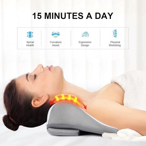 نقالة الرقبة الساخنة من Liipoo مع غطاء وسادة العلاج المغناطيسي، وسائد استرخاء للرقبة والكتف، جهاز جر عنق الرحم لتخفيف صداع المفصل الصدغي الفكي وتوتر العضلات ومحاذاة العمود الفقري in Kuwait