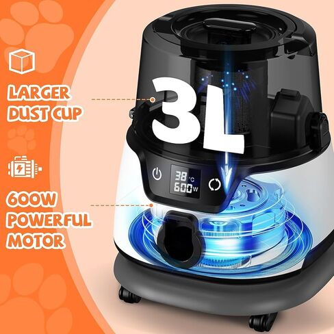 LBFO Dog Grooming Kit, Pet Hair Vacuum and Dog Dryer with 5 Pet Grooming Tools, 600w Dog Grooming Vacuum with 3L Dust Cup Dog Clippers, Low Noise Pet Grooming Kit with Dog Clippers for Grooming in Kuwait