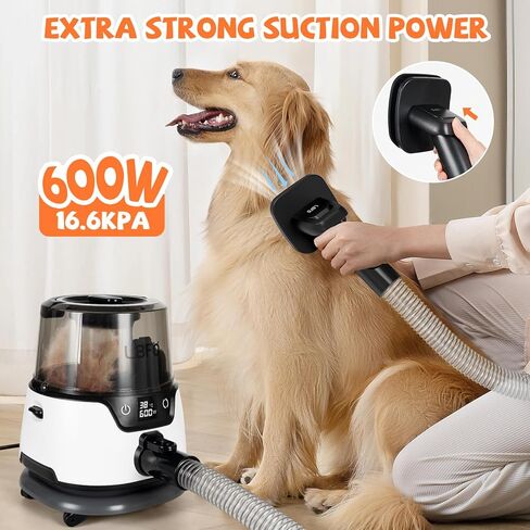 LBFO Dog Grooming Kit, Pet Hair Vacuum and Dog Dryer with 5 Pet Grooming Tools, 600w Dog Grooming Vacuum with 3L Dust Cup Dog Clippers, Low Noise Pet Grooming Kit with Dog Clippers for Grooming in Kuwait