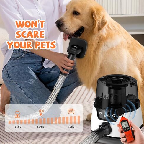LBFO Dog Grooming Kit, Pet Hair Vacuum and Dog Dryer with 5 Pet Grooming Tools, 600w Dog Grooming Vacuum with 3L Dust Cup Dog Clippers, Low Noise Pet Grooming Kit with Dog Clippers for Grooming in Kuwait