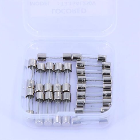 LOCORED 20PCS 3.15A 250V Slow Blow Fuses T3.15AL250V 5x20mm 3.15 amp 250Volts Fuse 0.2 x 0.78 Inch Time Delay Cartridge Glass Tube Fuse UL Listed in Kuwait