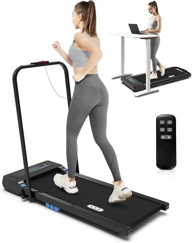 Rellfit Walking Pad Treadmill - 2 in 1 Folding Treadmills for Home Without Assemble - Under Desk Treadmill with LED Display and Remote Control, 0.6-7.6 MPH and 265lbs Capacity for Jogging, Running in Saudi Arabia