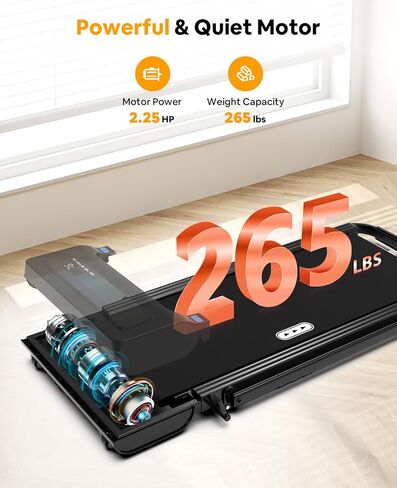 Rellfit Walking Pad Treadmill - 2 in 1 Folding Treadmills for Home Without Assemble - Under Desk Treadmill with LED Display and Remote Control, 0.6-7.6 MPH and 265lbs Capacity for Jogging, Running in Saudi Arabia