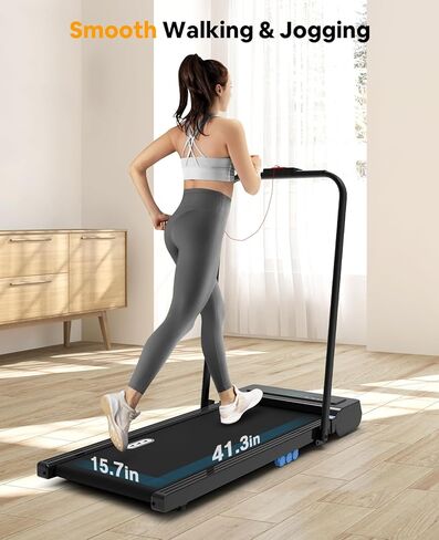 Rellfit Walking Pad Treadmill - 2 in 1 Folding Treadmills for Home Without Assemble - Under Desk Treadmill with LED Display and Remote Control, 0.6-7.6 MPH and 265lbs Capacity for Jogging, Running in Saudi Arabia