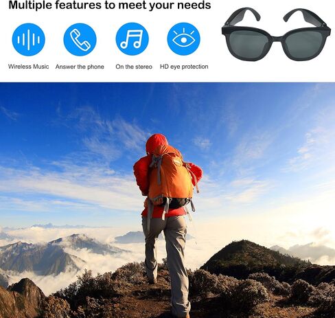 RERBO Smart Sunglasses, Wireless Bluetooth Sunglasses Open Ear Music&Hands-Free Calling with Outdoor UV Protection and Voice Control for Men&Women, IP5 Waterproof in Saudi Arabia