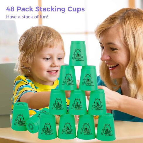 yeesport Sport Stacking Cups, 24pcs Sports Stacking Cups Speed Training Game for Challenge Competition Travel Party Gift for Kids and Adults (Blue+Green) in Saudi Arabia