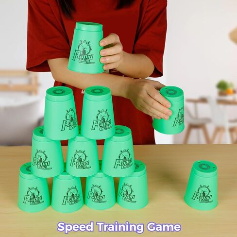 yeesport Sport Stacking Cups, 24pcs Sports Stacking Cups Speed Training Game for Challenge Competition Travel Party Gift for Kids and Adults (Blue+Green) in Saudi Arabia