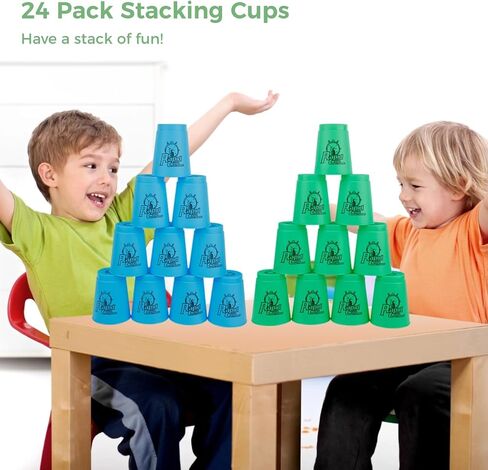 yeesport Sport Stacking Cups, 24pcs Sports Stacking Cups Speed Training Game for Challenge Competition Travel Party Gift for Kids and Adults (Blue+Green) in Saudi Arabia