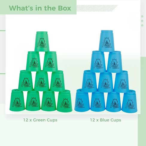yeesport Sport Stacking Cups, 24pcs Sports Stacking Cups Speed Training Game for Challenge Competition Travel Party Gift for Kids and Adults (Blue+Green) in Saudi Arabia