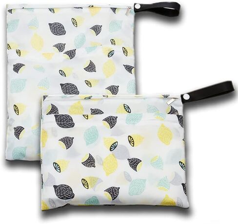 Waterproof Cloth Diaper Wet Dry Bags, 2PCS Reusable Hanging Wet Bags with Two Zippered Pockets, Great Bags for Cloth Diaper, Wet Swimsuit, Excellent 2-in-1 Wet/Dry bags for Storage, Travel, Beach in Saudi Arabia