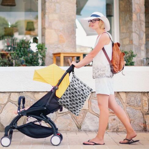 Waterproof Cloth Diaper Wet Dry Bags, 2PCS Reusable Hanging Wet Bags with Two Zippered Pockets, Great Bags for Cloth Diaper, Wet Swimsuit, Excellent 2-in-1 Wet/Dry bags for Storage, Travel, Beach in Saudi Arabia