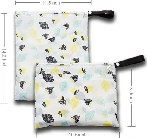 Waterproof Cloth Diaper Wet Dry Bags, 2PCS Reusable Hanging Wet Bags with Two Zippered Pockets, Great Bags for Cloth Diaper, Wet Swimsuit, Excellent 2-in-1 Wet/Dry bags for Storage, Travel, Beach in Saudi Arabia