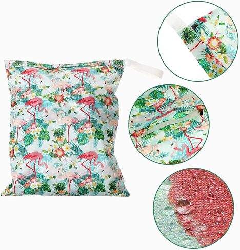 Frienda 4 Pieces Waterproof Wet Dry Bag for Baby Reusable Washable Diaper Bag Sealed with Handle for Travel, Beach, Swimsuit, Diapers, Dirty Gym Clothes and Toiletries (Hawaii Style) in Saudi Arabia
