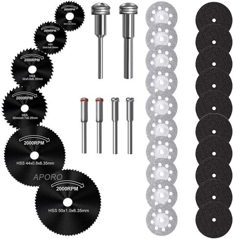 32 قطعة. مجموعة ملحقات أدوات دوارة لـ Dremel، عجلة قطع معززة بالألياف الزجاجية مقاس 1-1/4 بوصة، أقراص قطع دوارة ماسية مقاس 7/8 بوصة وشفرة منشار صغيرة مع 48 سن قطع in Kuwait