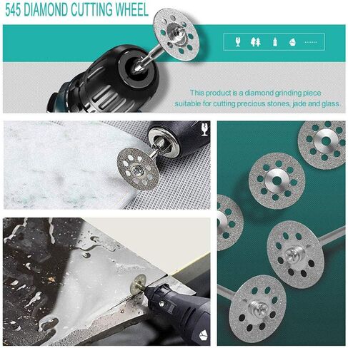 32 قطعة. مجموعة ملحقات أدوات دوارة لـ Dremel، عجلة قطع معززة بالألياف الزجاجية مقاس 1-1/4 بوصة، أقراص قطع دوارة ماسية مقاس 7/8 بوصة وشفرة منشار صغيرة مع 48 سن قطع in Kuwait