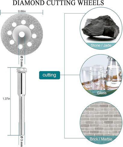32 قطعة. مجموعة ملحقات أدوات دوارة لـ Dremel، عجلة قطع معززة بالألياف الزجاجية مقاس 1-1/4 بوصة، أقراص قطع دوارة ماسية مقاس 7/8 بوصة وشفرة منشار صغيرة مع 48 سن قطع in Kuwait