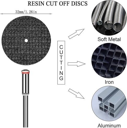 32 قطعة. مجموعة ملحقات أدوات دوارة لـ Dremel، عجلة قطع معززة بالألياف الزجاجية مقاس 1-1/4 بوصة، أقراص قطع دوارة ماسية مقاس 7/8 بوصة وشفرة منشار صغيرة مع 48 سن قطع in Kuwait