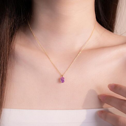Imohen&Sam February Birthstone Necklace for Women Girls,Amethyst Purple Stone Pendant,Fashion Dainty Simple Birthday Gift Jewelry-Gold in Saudi Arabia