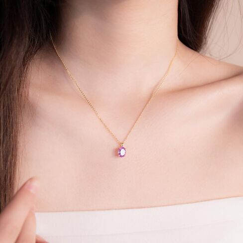 Imohen&Sam February Birthstone Necklace for Women Girls,Amethyst Purple Stone Pendant,Fashion Dainty Simple Birthday Gift Jewelry-Gold in Saudi Arabia