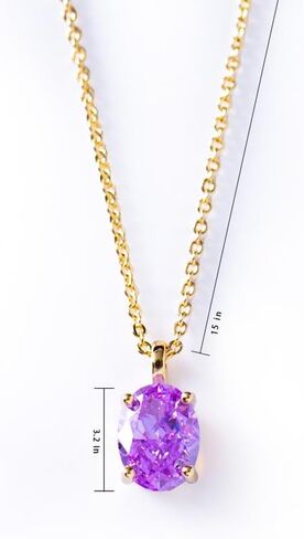 Imohen&Sam February Birthstone Necklace for Women Girls,Amethyst Purple Stone Pendant,Fashion Dainty Simple Birthday Gift Jewelry-Gold in Saudi Arabia