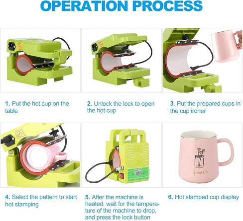 Jadeshay Mug Sublimation Heat Press Machine, Compact Cup Transfer Press with Digital Temp Control, 110V US Plug in Saudi Arabia