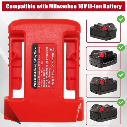 شواحن بطاريات أداة الطاقة USB لبطارية ميلووكي M18 18 فولت، محول شاحن USB مع منافذ شحن سريع USB-A وUSB-C 2.1A in Saudi Arabia