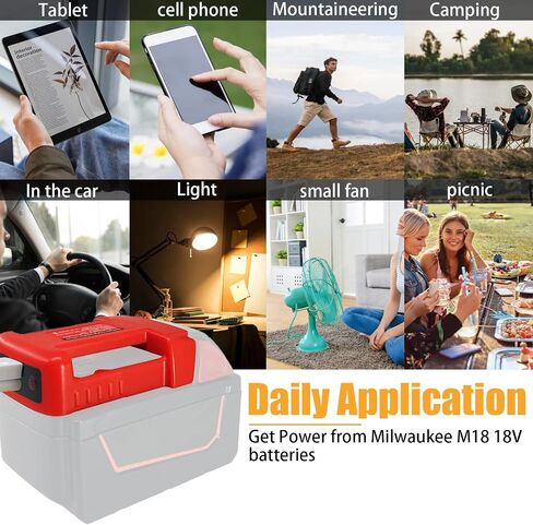 شواحن بطاريات أداة الطاقة USB لبطارية ميلووكي M18 18 فولت، محول شاحن USB مع منافذ شحن سريع USB-A وUSB-C 2.1A in Saudi Arabia