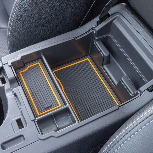 صينية تنظيم وحدة التحكم المركزية JKCOVER متوافقة مع 2017-2022 2023 Subaru Impreza و2018-2022 2023 Subaru Crosstrek، ملحقات صندوق تخزين مسند الذراع من مادة ABS، مع زخرفة مطاطية سوداء in Kuwait