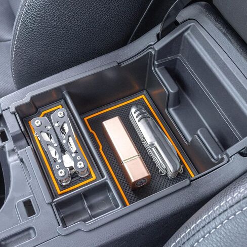 صينية تنظيم وحدة التحكم المركزية JKCOVER متوافقة مع 2017-2022 2023 Subaru Impreza و2018-2022 2023 Subaru Crosstrek، ملحقات صندوق تخزين مسند الذراع من مادة ABS، مع زخرفة مطاطية سوداء in Kuwait