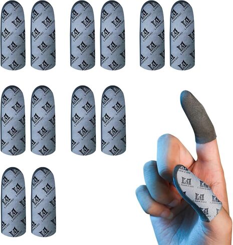 12 PCS Silver-Cloth Mobile Gaming Finger Sleeve, Game Controller Finger Thumb Sleeves Finger Seamless Touchscreen Anti-Sweat Breathable 0.3mm Extremely Thin Material（Grey） in Kuwait
