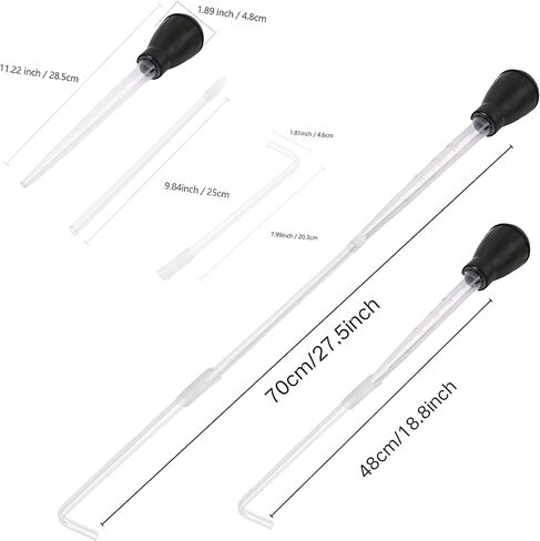 LIGHUFEIC 2 Pack Manual Aquarium Coral Feeder Waste Cleaner Fish Tank Dropper with L-Extension Tube,Coral Feeder for Marine Fish & Reef Aquarium with Extension Tube - Accurate Dispensing Spot(Black) in Kuwait