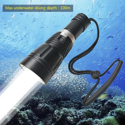 Goldengulf Professional 100M Depth Scuba Diving Flashlight LED 1800 Lumen Torch Waterproof Underwater Light Lamp Rechargeable Battery and Charger Included/Gift Box Package in Saudi Arabia