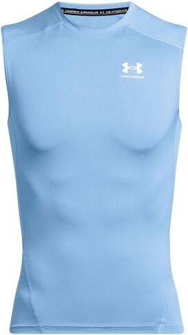 تي شيرت رجالي من Under Armour Armour HeatGear Compression بدون أكمام، (475) Carolina Blue / / White، 4X-Large in Kuwait