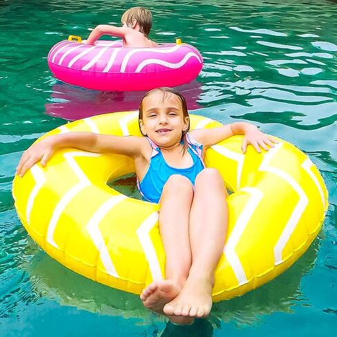2 Pack Inflatable Pool Tubes with Handles, 39" Inner Tubes for Floating, Round Pool Float, Beach Swim Ring Floaties, Pool Party Toys for Teens Adults in Saudi Arabia
