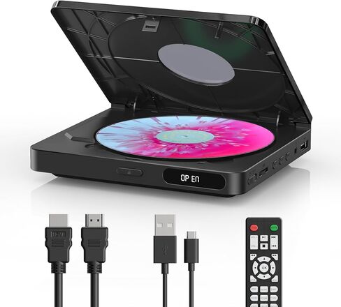 YOTON Mini DVD Player HDMI، جميع المناطق للتلفزيون الذكي، مشغل DVD USB مع جهاز تحكم عن بعد، مشغل أقراص مضغوطة للترفيه المنزلي، لا يدعم بلو راي in Kuwait
