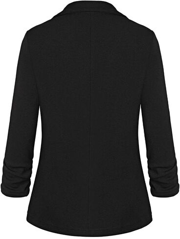 Unifizz Womens Casual Blazers Lightweight Buttons Front 3/4 Sleeve Work Office Blazer Jackets #Black - Size XL# in Saudi Arabia