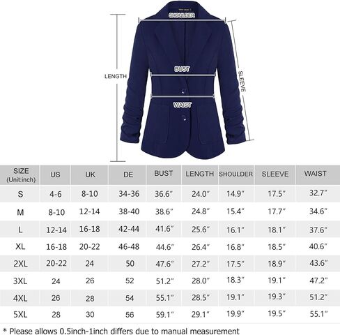 Unifizz Womens Casual Blazers Lightweight Buttons Front 3/4 Sleeve Work Office Blazer Jackets #Black - Size XL# in Saudi Arabia