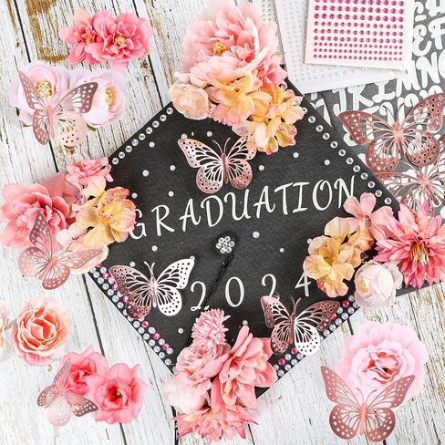 Graduation Cap Decorations Kit Grad Cap Decorations Letters Flowers for Graduation Cap Topper Decoration Kit in Saudi Arabia