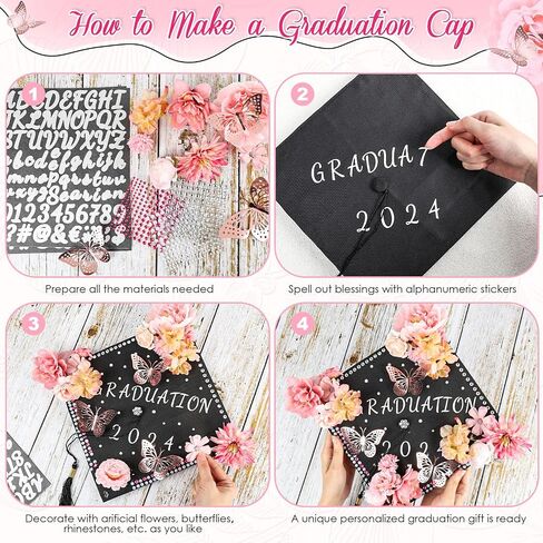 Graduation Cap Decorations Kit Grad Cap Decorations Letters Flowers for Graduation Cap Topper Decoration Kit in Saudi Arabia