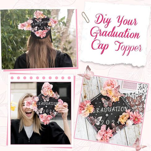 Graduation Cap Decorations Kit Grad Cap Decorations Letters Flowers for Graduation Cap Topper Decoration Kit in Saudi Arabia