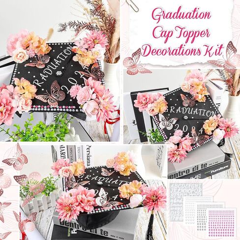 Graduation Cap Decorations Kit Grad Cap Decorations Letters Flowers for Graduation Cap Topper Decoration Kit in Saudi Arabia