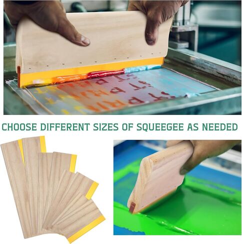 Gisafai 8 Pcs 4 Sizes Screen Printing Squeegee 75 Durometer Wooden Ink Scraper Rubber Art Squeegee Silk Stencil Printing Scraper for Hand Printing Fabric Supplies, 5.9 Inch 9.5 Inch 13.8 Inch 18 Inch in Saudi Arabia