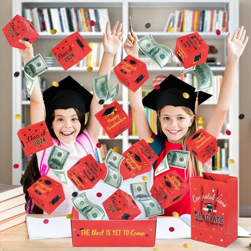 هدايا التخرج - صندوق نقود التخرج فئة 2024 - صندوق هدايا مفاجئة للنقود مع قصاصات ورق لمرحلة ما قبل المدرسة الثانوية والجامعات والبنات والأولاد مستلزمات هدايا حفلات التخرج in Kuwait