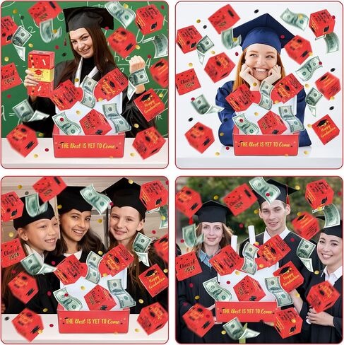 هدايا التخرج - صندوق نقود التخرج فئة 2024 - صندوق هدايا مفاجئة للنقود مع قصاصات ورق لمرحلة ما قبل المدرسة الثانوية والجامعات والبنات والأولاد مستلزمات هدايا حفلات التخرج in Kuwait