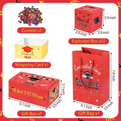 هدايا التخرج - صندوق نقود التخرج فئة 2024 - صندوق هدايا مفاجئة للنقود مع قصاصات ورق لمرحلة ما قبل المدرسة الثانوية والجامعات والبنات والأولاد مستلزمات هدايا حفلات التخرج in Kuwait
