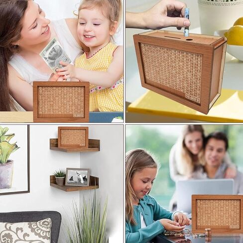 Cash Vault Wooden Savings Box, Wooden Cash Saver Money Box, Cash Saver Box, Piggy Bank for Adults, Coin Counter Piggy Bank, Money Box with Counter, Wooden Money Box with Money Target and Numbers in Kuwait