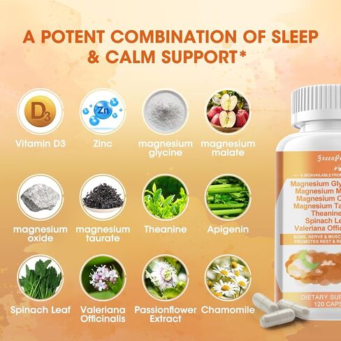 كبسولات جرين بيبول مغنيسيوم جليسينات 500 مجم، مع المالات والتورات والأكسيد وفيتامين د3 | 6 أنواع من الأعشاب | امتصاص عالي | الأعصاب والعضلات والنوم والهضم | نباتي، غير معدّل وراثيًا | 120 كبسولة in Kuwait