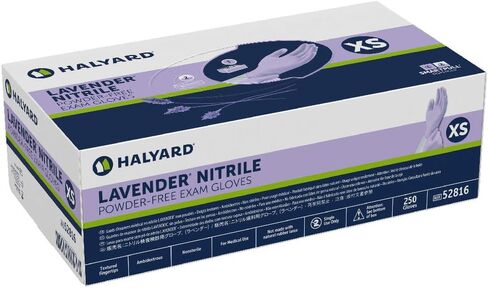 HALYARD LAVENDER NITRILE Exam Gloves, Powder-Free, Non-Sterile, 3.1 mil, 9.5", Lavender, X-Small, 52816 (Box of 250) in Kuwait