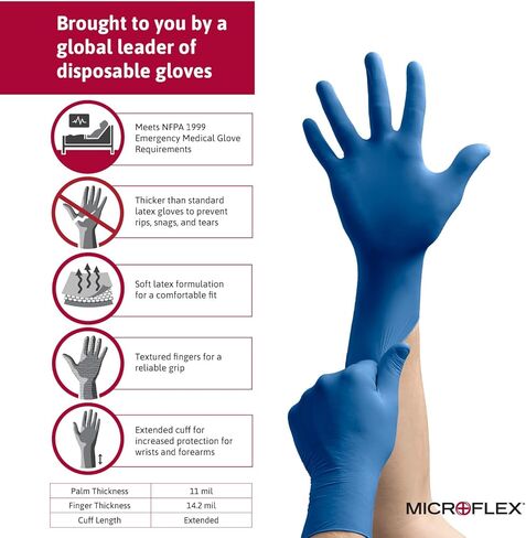 قفازات Microflex SafeGrip SG-375 سميكة للغاية من اللاتكس للاستعمال مرة واحدة لعلوم الحياة in Kuwait